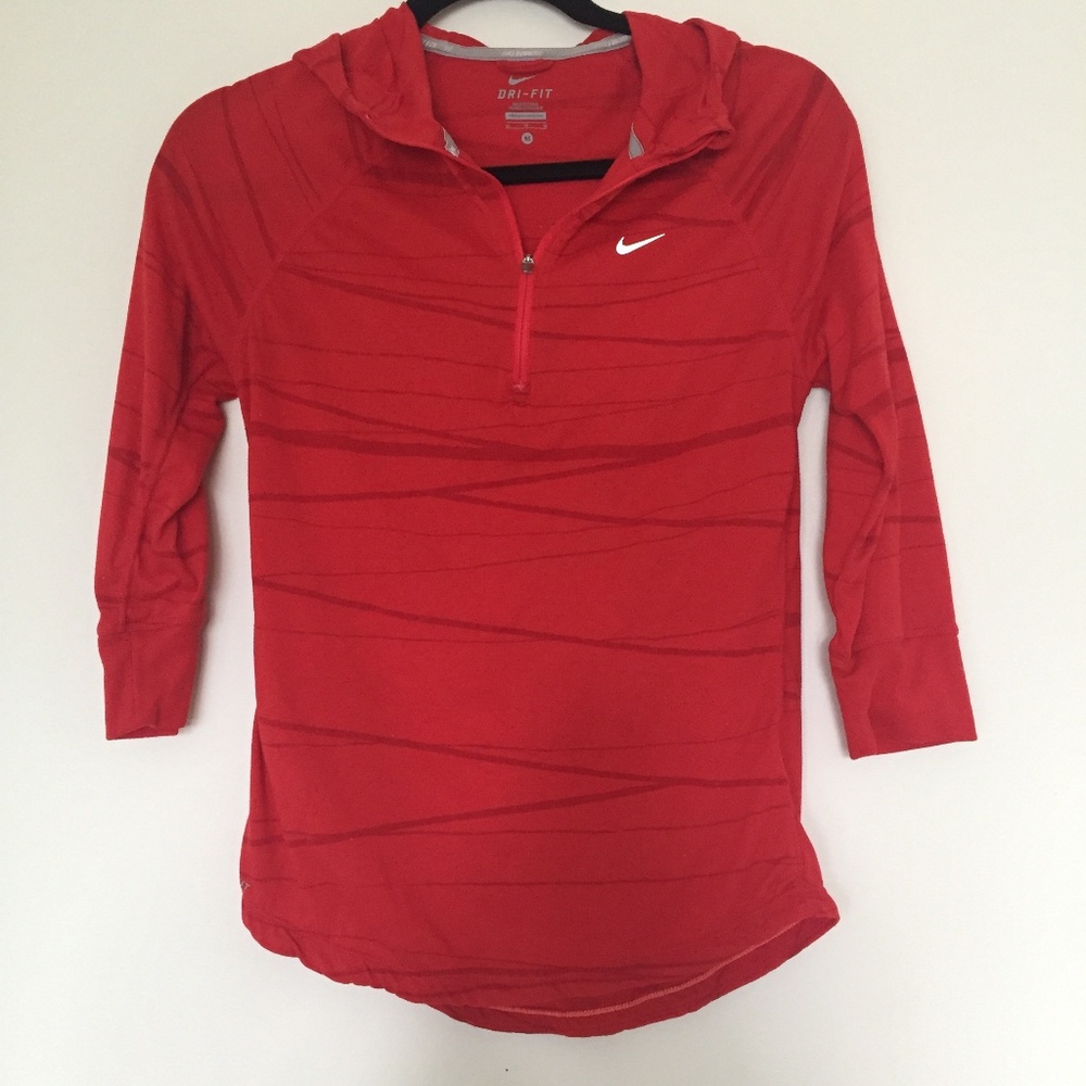 NIKE Dri-Fit 1/4 Zip Red Hoodie M